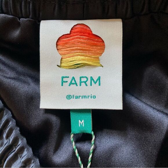 NEW FARM Rio Black Pants Embroidered Intricate Tropical Embroidery Satin Size M - Picture 12 of 15